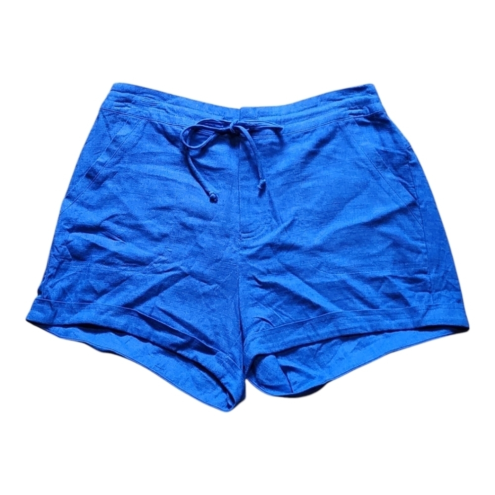 Peace & Pearl cotton linen blend high rise blue shorts Size Medium